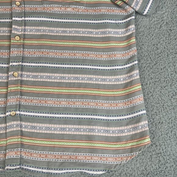 Carbon2Cobalt Shirt Mens XL Gray Green Button Short Sleeve Pocket  Aztec Tribal - Picture 2 of 12